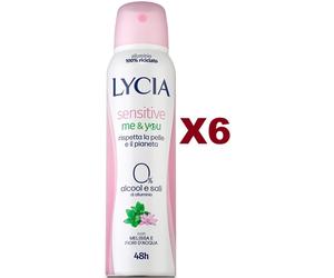 6 PZ LYCIA DEODORANTE SENSITIVE ME E YOU MELISSA E FIORI DI ARANCIO 48H 150ML