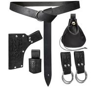 6 pz marsupio per costume rinascimentale, pugnale, spada, rana, gonna, escursionismo, corno vichingo, fondina, accessori per festival medievali (nero C)