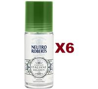 6 PZ NEUTRO ROBERTS DEO ROLL-ON DOLOMITI MAGNOLIA E MUSCHIO BIANCO 50ML
