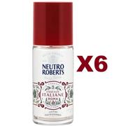 6 PZ NEUTRO ROBERTS DEO ROLL-ON ROMA ALLORO E FIORI DI FICO 50ML