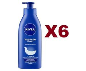 6 PZ NIVEA BODY FLUIDA NUTRIENTE 500ML OLIO DI MANDORLA PER PELLE SECCA