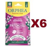 6 PZ ORPHEA SALVALANA SACCHETTI PER CASSETTI PROFUMO DI PATCHOULI DA 3