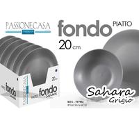 6 PZ PIATTO PIATTI FONDO 20CM PORCELLANA DELUXE SAHARA MODERNO COLORE GRIGIO