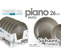 6 PZ PIATTO PIATTI PIANO 26,25CM PORCELLANA SAHARA MODERNO COLORE TORTORA