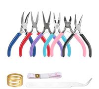 6 Pz pinze per creazione di gioielli, pinze a becchi piegati/tronchesi/naso tondo/naso conico/naso curvo/naso piatto per le riparazioni di gioielli