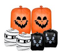 6 Pz Sacchetti Foglie di Prato di Halloween, Divertenti Sacchi Giardinaggio Sacchetti di Foglie di Plastica Raccogli Foglie da Giardino per Halloween Bomboniere (Zucca, Mummia, Gatto Nero)