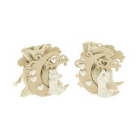 6 PZ Scatolina legno portaconfetti LUNA con coppia SPOSI bomboniera 1700