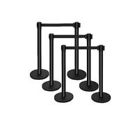 6 Pz/set Cintura Nera Stanchion Queue Posts Stand Corda Retrattile Folla Barriera Acciaio Inossidabile Controllo della Folla for la Festa
