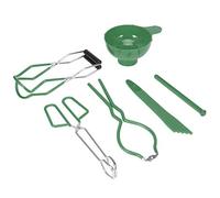 6 pz/set kit per inscatolamento antiscivolo pinze per alimenti sollevatore per barattoli chiave per barattolo coperchio sollevatore imbuto misuratore set (Green)