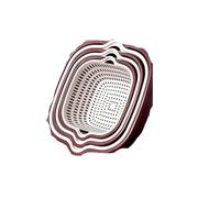 6 pz/set lavello da cucina scolapiatti cesto di frutta for il lavaggio della frutta bacino di plastica scarico verdure(Dark red white 6pcs)