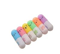 6 pz/set mini evidenziatore a forma di penne per scrivere carino viso graffiti pennarello coreano cancelleria scuola forniture per ufficio