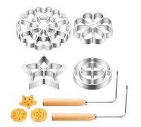 6 pz/set rosetta ferro lega di alluminio stampo per bunuelos con manico in legno stampi per waffle per uso alimentare con stella fiore forma rotonda per cottura in cucina stampo per bunuelos