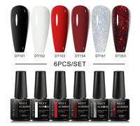 Set Di 6 Smalti Per Unghie In Gel Colorati Con Kit Glitter Autunno, Gel Arte Per Unghie Uv Led Vernis Semi Permanente Base E Top Coat ABS