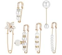 6 Pz Spille di Sicurezza Decorative Per Abbigliamento Perla Spilla di Sicurezza Fantasia Maglione Scialle Cappello Clip Faux Pearl Spille E Spille Per Le Donne Pantaloni Gonna Accessori Vita