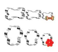 6 Pz Tagliabiscotti per Fondente, Formine per Biscotti in Acciaio Inox, Formine Biscotti a Forma di Osso e Zampa di Cane per Biscottio Fai Da Te, Decorazioni per Torte Natalizie in Fondente