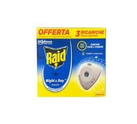 6 pz totali RAID Night & Day Zanzare Tripla, 2 confezioni da 3 pezzi, formato scorta per casa, camera, soggiorno e ambienti interni