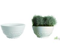 6 PZ VASO CIOTOLA IN RESINA BIANCA FESTONATA 46XH24 CM ROTONDO PIANTE GIARDINO
