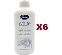 6 PZ VENUS WHITE CREAM BAGNO CREMA LATTE DI RISO 650ML