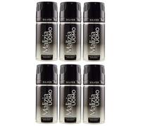 6 PZ x MALIZIA UOMO SILVER DEODORANTE SPRAY EAU DE TOILETTE