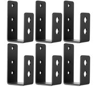 6 PzStaffe Blocco Porta Blindata, Staffe per Barricata Portas, Staffe per Sbarramento Portas, Morsetti Barricata Porta 2x4, Staffa a U Supporto di Sicurezza per Rinforzo Porte Garage(Nero, Piatto U)