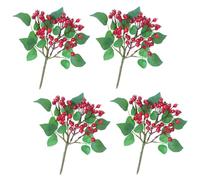 6 rami artificiali con bacche rosse per decorazioni natalizie (A) | Gli steli realistici delle bacche di agrifoglio aggiungono agli alberi e ai centrotavola, piante con steli di Natale finti