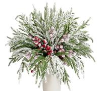 6 rami di pino norfolk innevato, 42 cm, aghi di pino artificiale smerigliato, cedro, steli di pino norfolk, realistici al tatto, per Natale, fai da te, ghirlande, decorazioni per la casa e il giardino