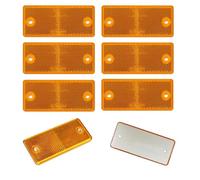 6 riflettori gialli riflettenti, riflettenti, occhi di gatto, rettangolari, posteriori, rimorchi, camion, auto, roulotte, arancione, 90 mm x 40 mm, E20, omologati
