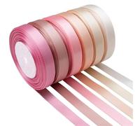 6 Rolls 150yards Assorted Solid Color Silk Ribbon Satin For Wedding Invitation Bouquets Birthday Party DIY Packaging(Pink 10mm)