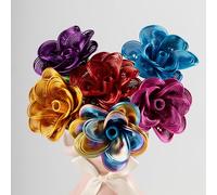 6 rose artificiali in metallo fatte a mano, impermeabili, antiruggine, decorazione floreale in alluminio, non sbiadisce, amore eterno, cortile, cucina, bagno, balcone, decorazione per esterni, fiori