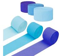 6 Rotoli Carta Crespa, Carta Crespa Decorativa da Blu, Azzurro, Viola, Carta Crespa Colorata per Decorazioni di Feste, Compleanni, Matrimoni, 4,5 cm x 25 m