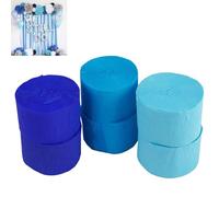6 Rotoli di Carta Crespa Blu, 4.5 cm x 25 m Nastro Crespato