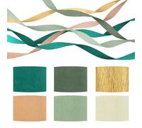6 rotoli di carta crespa verde e marrone, stelle filanti colorate, decorazioni per feste, da appendere per matrimoni, anniversari, fidanzamenti, addio al nubilato, compleanno, addio al nubilato, baby
