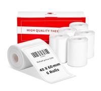 6 Rotoli di Etichette per Stampante Phomemo M120/M110, Confezione da 6, 50 x 80 mm, Etichette Autoadesive Termiche Dirette M110/M120/M220/M200,Codice a Barre, Indirizzi, Abbigliamento