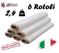 6 Rotoli di Film Estensibile Pellicola Trasparente Bobina Da 2,4 Kg