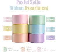 6 rotoli di nastro di raso pastello da 2,5 cm, set di nastri di raso per regali, bouquet floreali, compleanni, feste, matrimoni, decorazioni pasquali, multi-colore 27 m, regali di laurea, decorazioni 