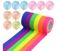6 rotoli di nastro fluorescente, 5 m x 15 mm, nastro fluorescente, 6 colori, fluorescente, nastro riflettente, per decorazioni per feste, Halloween, artigianato, decorazioni natalizie