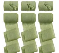 6 rotoli di nastro increspato in chiffon verde salvia, 45,7 m x 2,7 cm, nastro in chiffon fatto a mano, per confezioni regalo, inviti di nozze, bouquet da sposa, decorazione