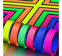 6 rotoli di nastro neon UV fluorescente per luce nera Gaffer Tape, Blacklight Reattivo Bande, Glow in the Dark Tape, per decorazioni di festa, artigianato (15MM*30M)