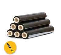 6 ROTOLI Film estensibile NERO manuale pellicola per imballaggio 2,4kg 50cm