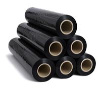 6 Rotoli Film Estensibile Nero Per Imballaggi 50cm Pellicola 30 Micron