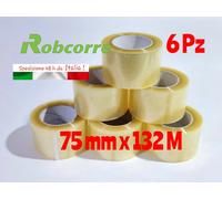 6 Rotoli Nastro da Pacchi Trasparente Largo 75 mm x 132 m Scotch Grande 75mm