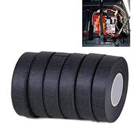 6 Rotoli Nastro Isolante in Tessuto Nastro per Cablaggio Automobilistico Nastro Adesivo Resistente Alle Alte Temperature Ridurre la Rumorosità per Car Vehicle Trucks Nero(19 mm x 15 m)