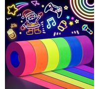 6 rotoli nastro neon UV 25mm x 12m, fluorescente, per feste, senza residui