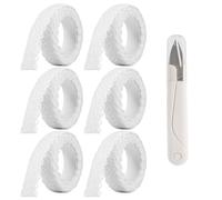 6 Rotoli Nastro Pizzo Adesivo Decorativo Cotone, Nastro di Pizzo Bianco Vintage con Piccole Forbici, Bordino Merletto Passamaneria Autoadesiva per Cucito, Lavoretti Fai da Te, Bianco