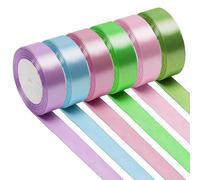 6 Rotoli Nastro Raso Colorati 2.5cm x 22m, Nastro di Raso Regalo Tonalità Tenui, 6 Colori Nastri Decorativo di Stoffa, Nastri Satinato per Confezione Regalo, Fai da Te Artigianato, Decorazioni Torte