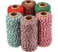 6 Rotoli Natale Corda di Cotone Corda di Cotone da Regalo per Rifornimenti e Decorazione di Giardino di Imballaggio per Mestieri di Arti, 6 Colori