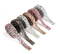 6 Rotoli Strass Termoadesivi per Tessuti 1.5 cm di Larghezza Strass Resina Adesivo Nastro Decorativo con Brillantini,Strass Adesivi per Decorazioni Rotolo,Brillantini Adesivi Nastro per Bigiotteria