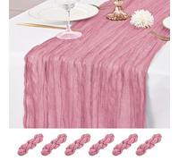 6 runner da tavola in garza rustica da 3 m con rosa polverosa, runner da tavola in garza rustica da 3 m, runner da tavola per formaggi, per feste nuziali, baby shower