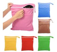6 sacchetti bagnati, 36 x 30 cm, impermeabili, per la biancheria, per l'asilo, per bagnato e asciutto, riutilizzabili, per teli da spiaggia sporchi, pannolini (rosa, rosso, blu, verde, marrone, 6)
