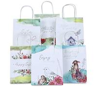 6 sacchetti con manico di Pasqua stampati - Acquerello - 22,5x18x8cm - 6 cartoline pasquali aggiuntive - Confezione regalo - Sacchetti regalo da riempire - Nido pasquale alternativo - Set 2